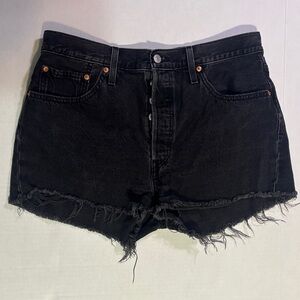 Levi's Black Frayed Jean Shorts